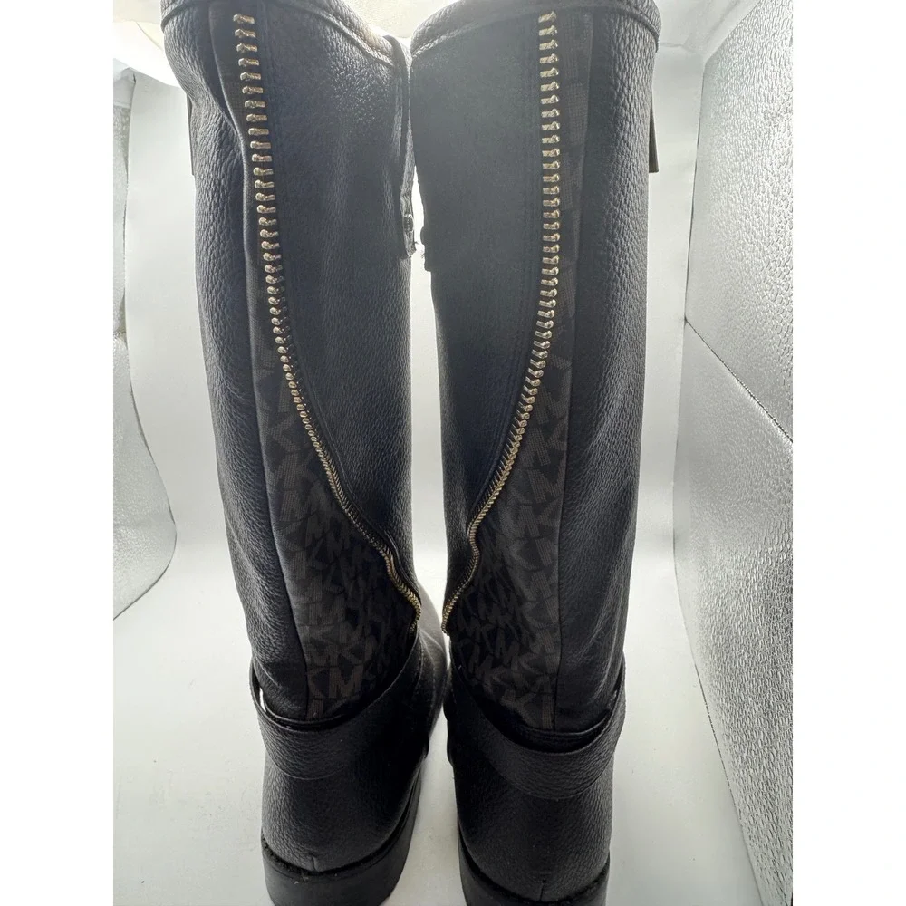 Michael Kors‎ Kids Tall Riding Boots MK Logo Side Zip Brown Size 2